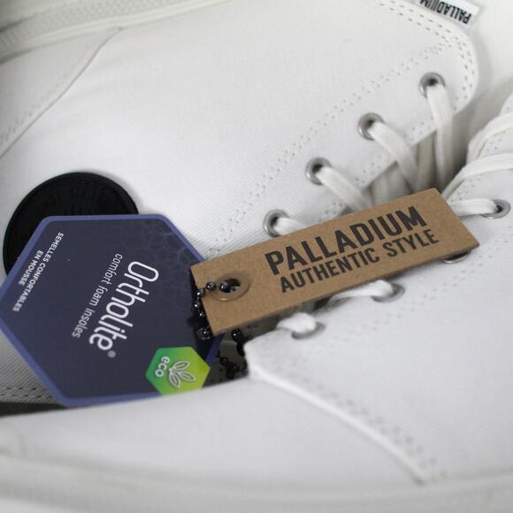 Palladium Pallabase Twill Star White-M Size 8 NIB - Picture 2 of 3